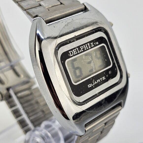 VTG 35MM Delphi Digital Men's Watch Gray Band 7"‎ New Battery LIGHT NOT WORKING - Picture 4 of 13